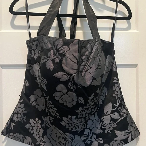 White House Black Market Sexy Black & Gray Floral Corset Bustier - Picture 2 of 8